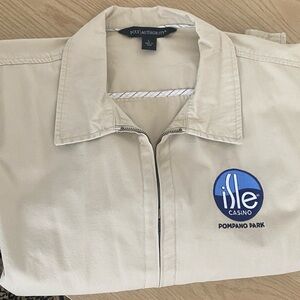 Isle Casino Logo Patch khaki colored light weight jacket POMPANO BEACH LARGE